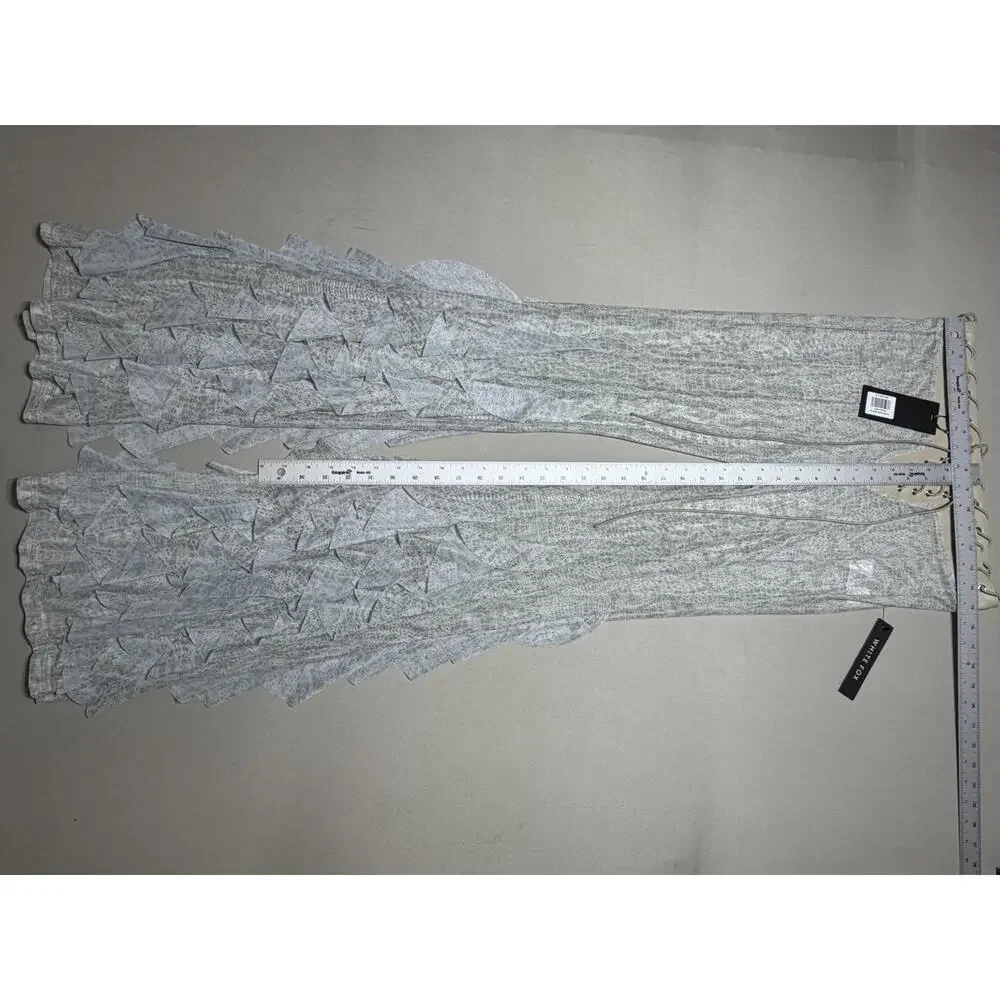 NWT White Fox In Your Glow Pants Halo Mist Size M Sheer Mesh Ruffle Lace Up Y2K